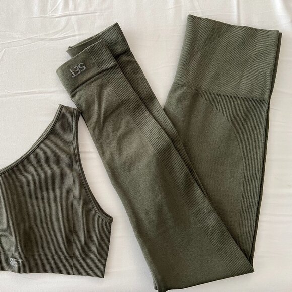 SET Active Ribbed One Shoulder Sportsbra and Leggings Set - Picture 3 of 3